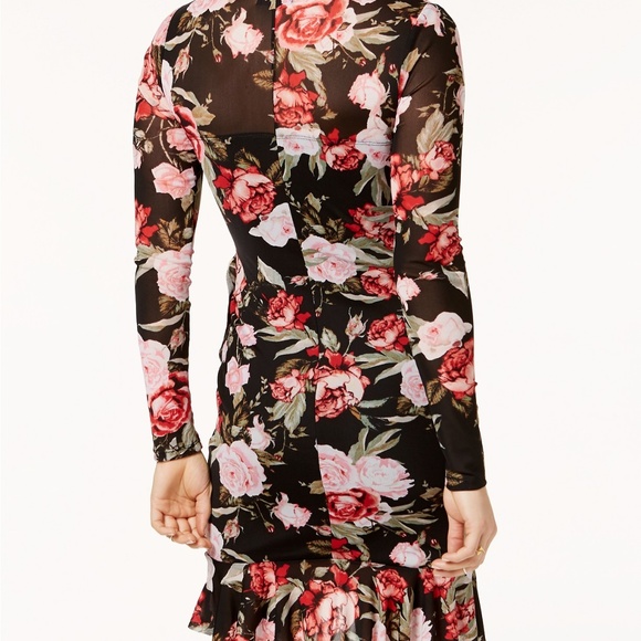 Juniors' Rose-Print Mesh Ruffle Dress - Picture 2 of 8